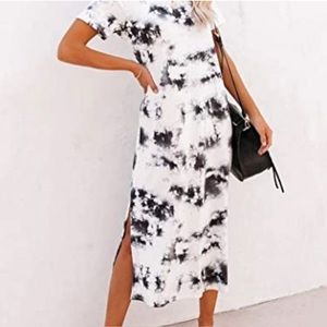 Naggoo Women's Short Sleeve Tie Dye Maxi Dress